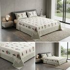 Heritage Block Print Cotton Bedsheet Set – King Size 3 Pcs