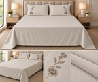 Soft Thick Cotton King Size Bedsheet with Embroidered Pillow Covers