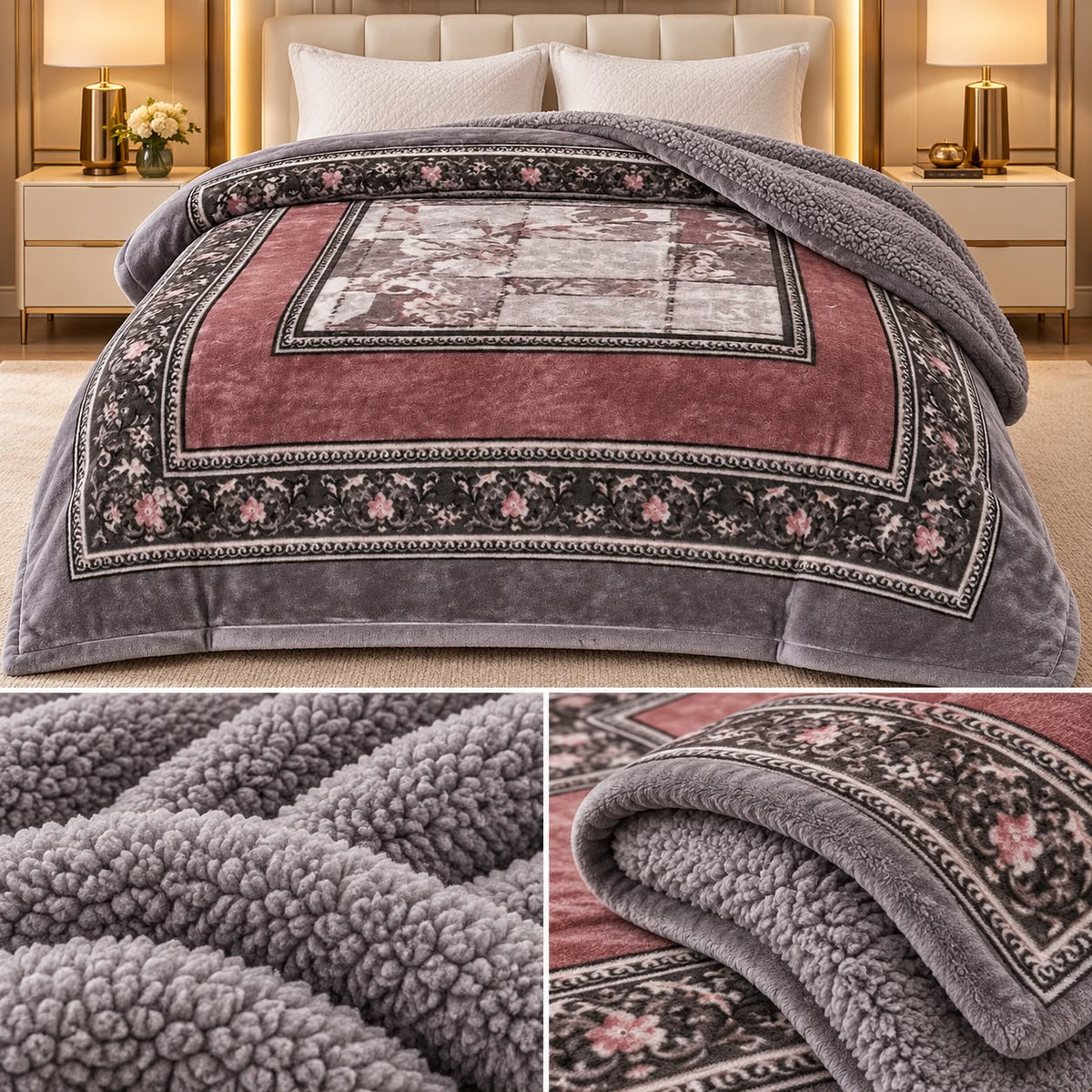 Premium Super Soft Floral Winter Blanket – Double Bed | Plush & Heavy Warm Blanket Product Code :- 55B299RKEH