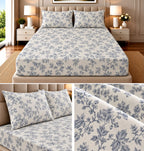 Elegance Pure Cotton King Size Fitted Bedsheet – 3 Piece Set with 2 Pillow Covers
