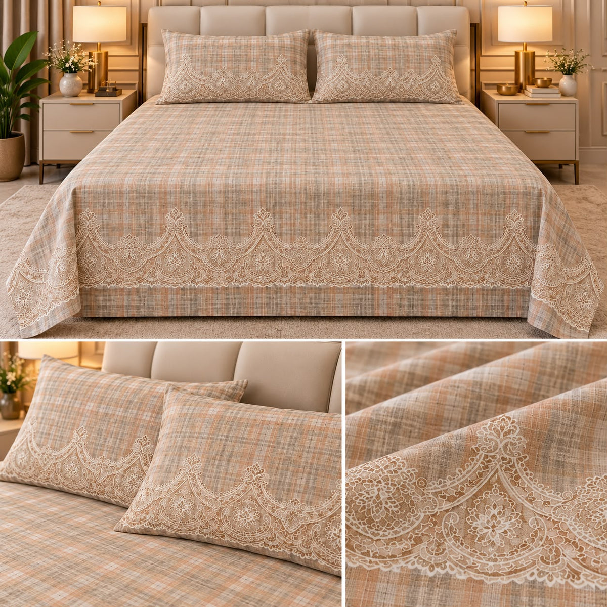 Premium English Garden Floral Winter Bedsheet Set – King Size 3 Pcs | Elegant Cotton Feel Designer Bedsheet