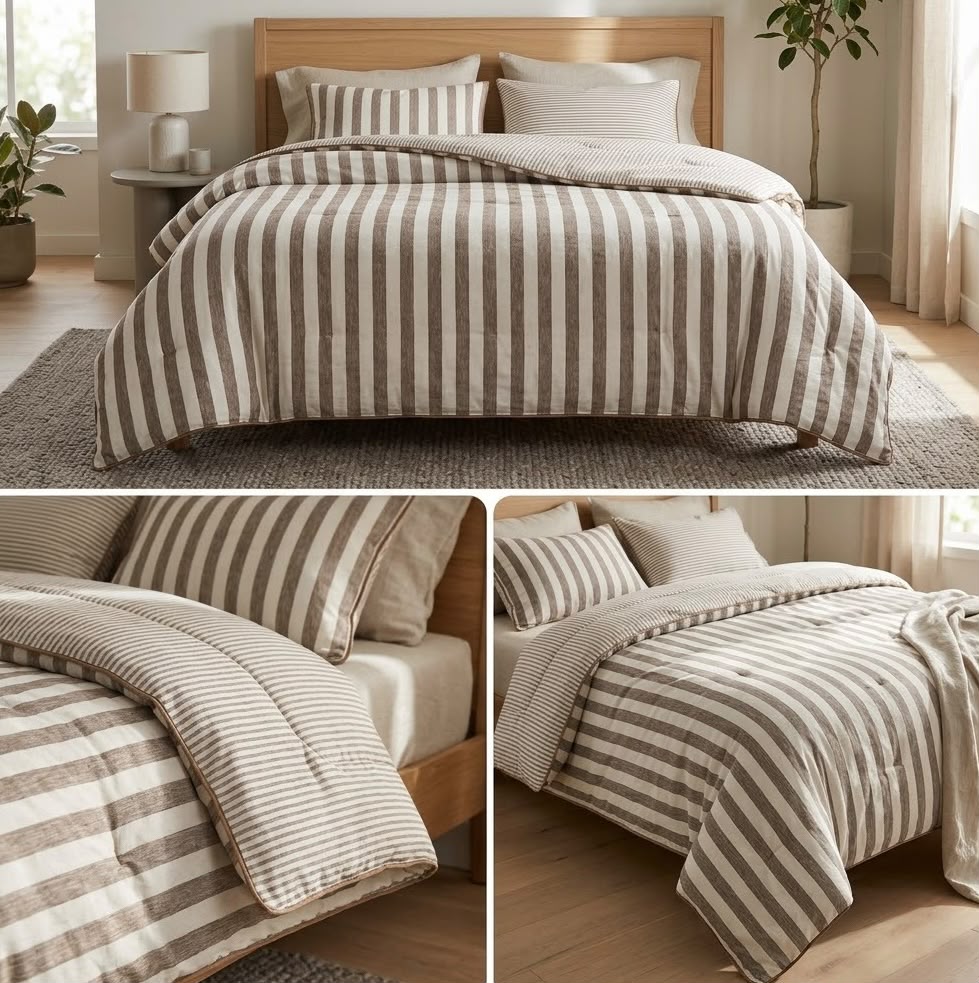 Striped Double Bed Comforter | Ultra Soft & Cozy