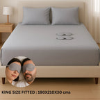 Solid Colour King Size Fitted Bedsheet Set with Eye Mask (108 x 108 inches)