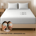 Solid Colour King Size Fitted Bedsheet Set with Eye Mask (108 x 108 inches)