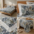 Floral King Size Bedsheet with Designer Lace Pillow Covers (108 x 108 Inches) Product Code:- 55B1150RKEH