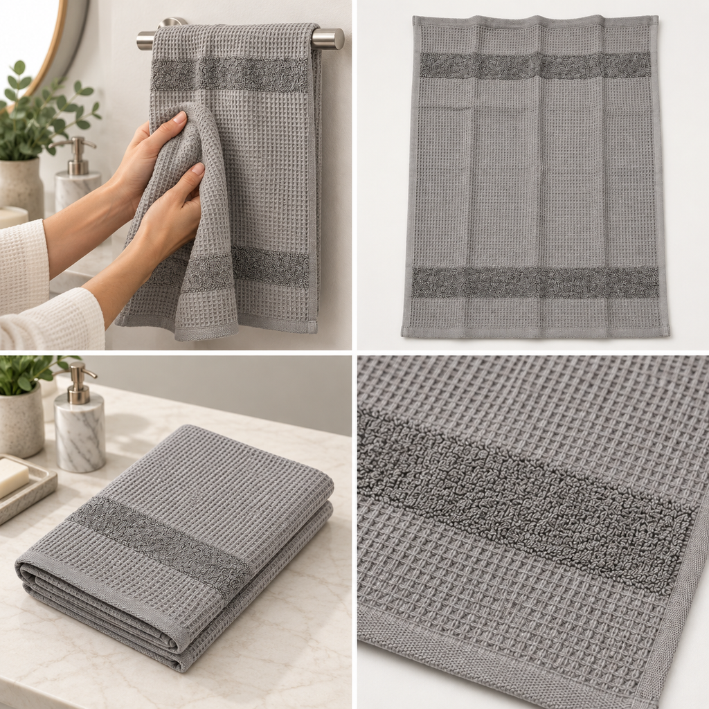Luxe Waffle Terry Cotton Hand Towel – 40 × 60 CM | Textured Everyday Towel