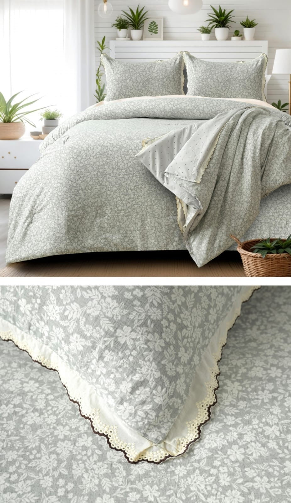 Victorian Lace Comforter Set – 4 Pcs (King Size)