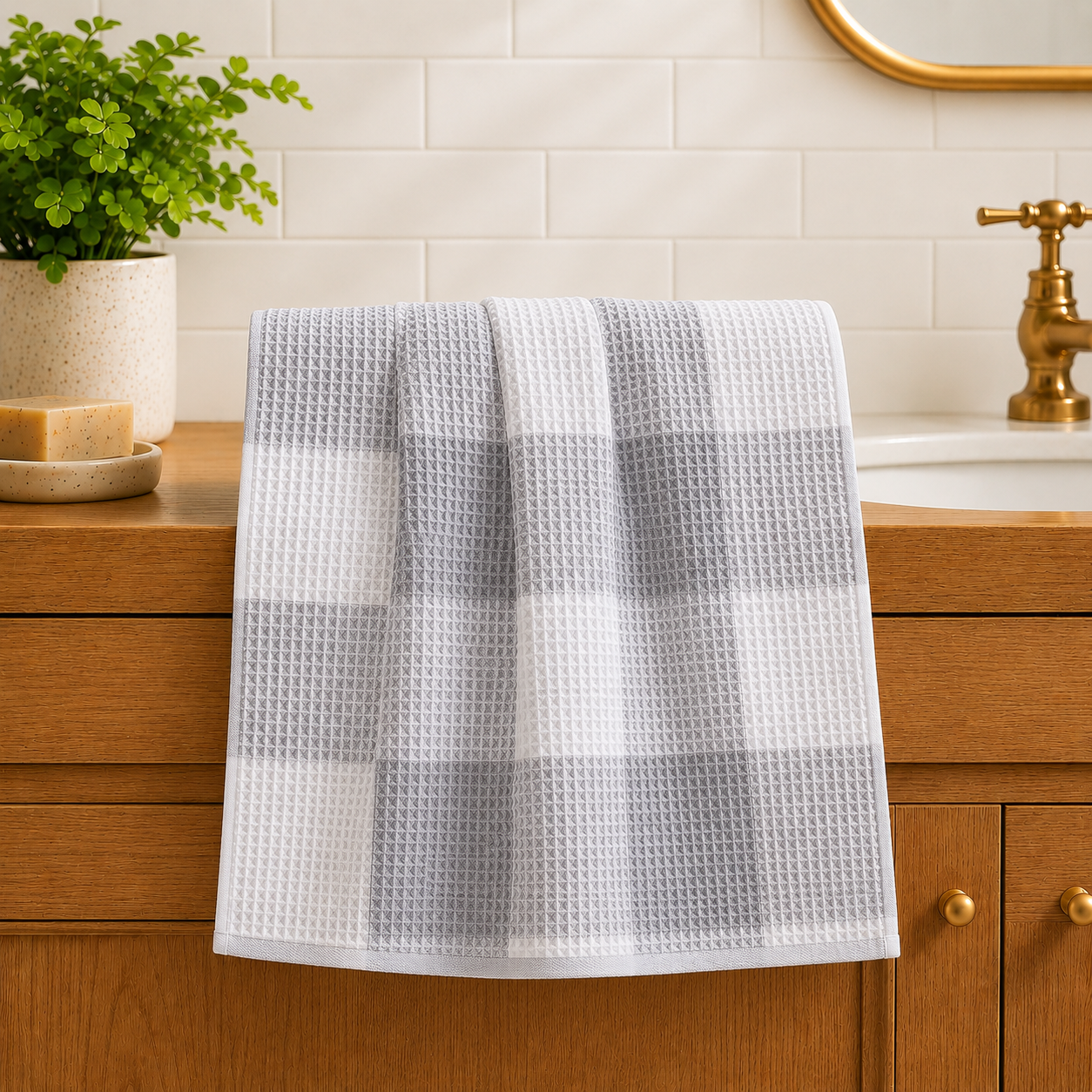 Waffle Cotton Bath Towels – 55 x 28 Inches Product Code :- 55B51RKEH