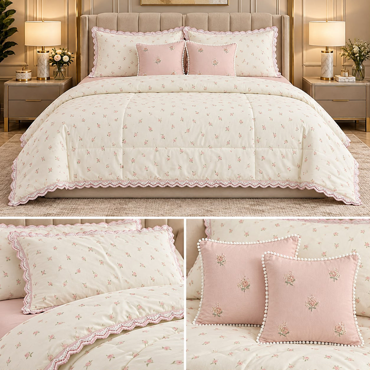 Pure Muslin Luxury 6 Pcs Comforter Bedding Set – King Size Product Code :- 55B385RKEH
