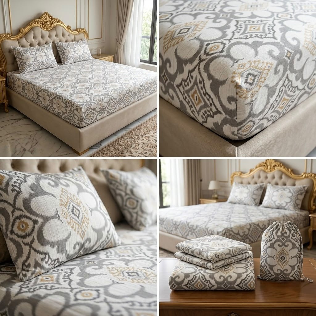 Elastic/Fitted Bedsheets Pure Mulmul Cotton King Size Bedsheet Product Code :- 55B135RKEH