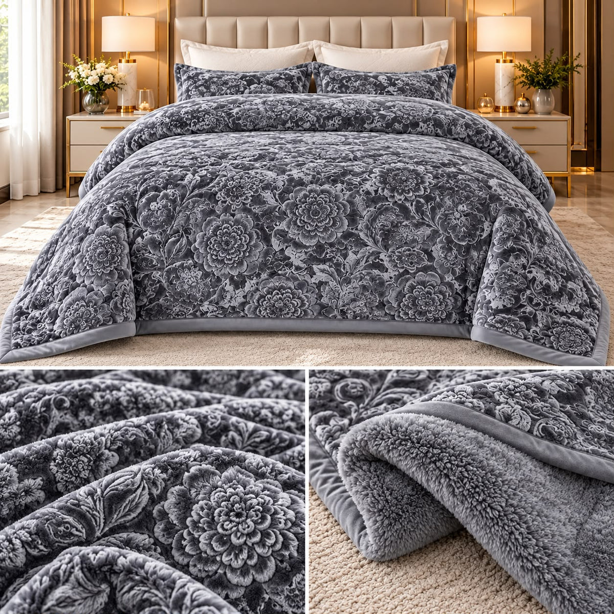 Feather Touch Triple Ply Luxury Winter Blanket – Double Bed | Heavy & Super Soft Product Code :- 55B335RKEH