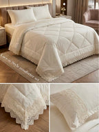 4-Piece Luxury AC Comforter Set with Lace Detailing – King Size