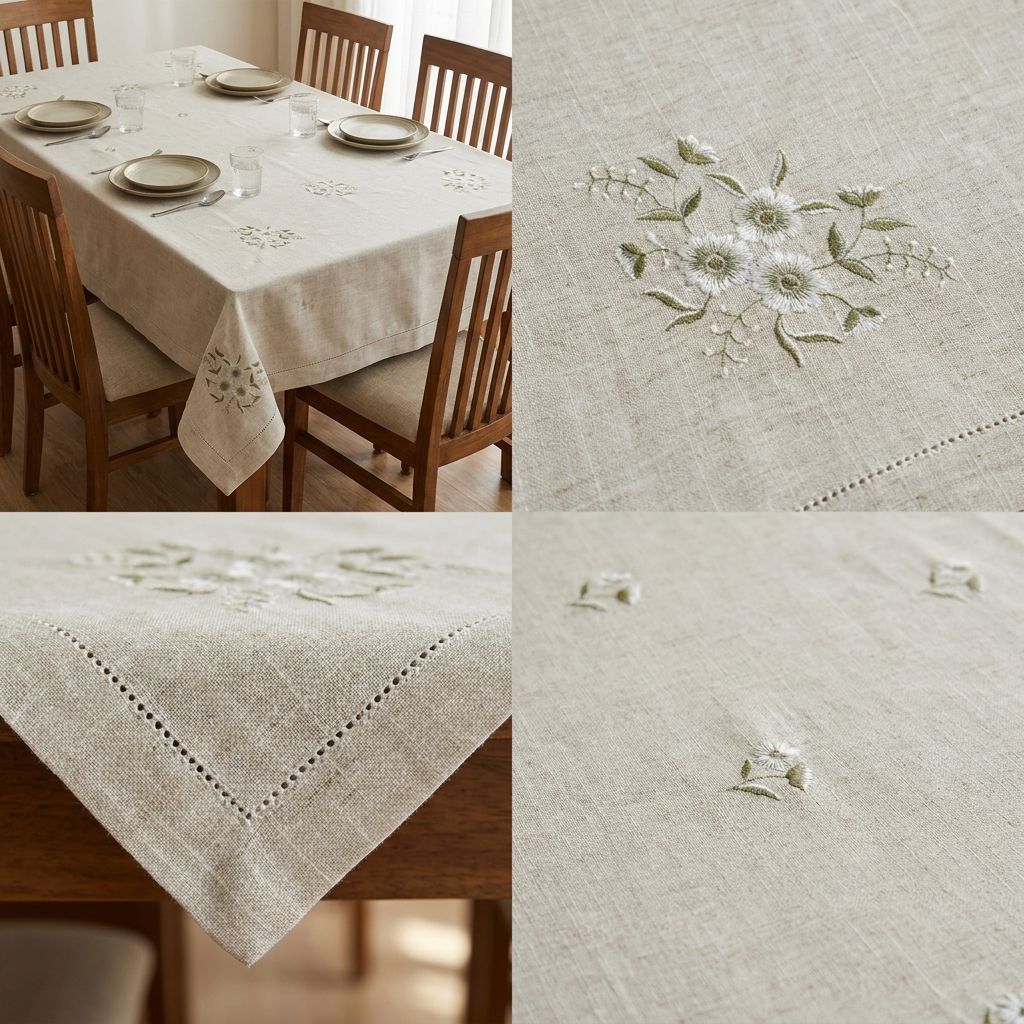 Imperial Threads Embroidered Dining Table Cover – 6 Seater (60 x 90 Inch)
