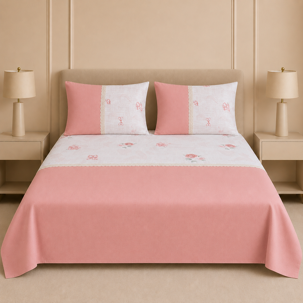 🛏️ English Bedsheet 108×108 – Elegant Comfort for Your Bedroom ProductCode :- 55B105RKEH