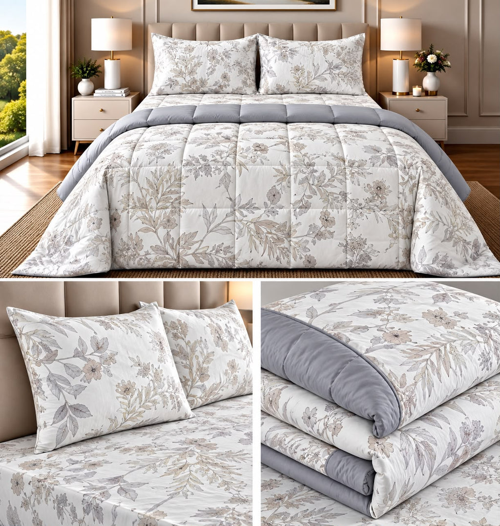 Bliss Floral 4 Pcs King Size Comforter Set – 100% Cotton