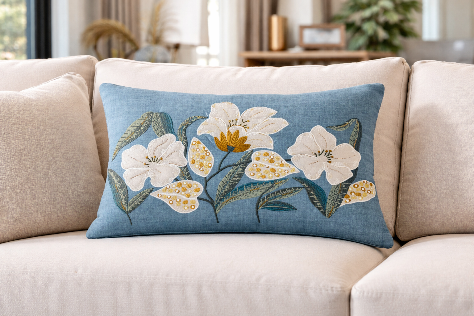 Hand Embroidered Cushion Covers – 22 x 14 Inch (Cotton Base)