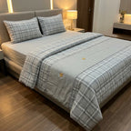 ✨ English Check 4 Piece Bedsheet Set – Elegant Check Design | Super King Size ✨