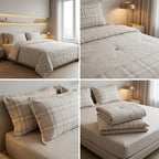 ✨ English Check 4 Piece Bedsheet Set – Elegant Check Design | Super King Size ✨