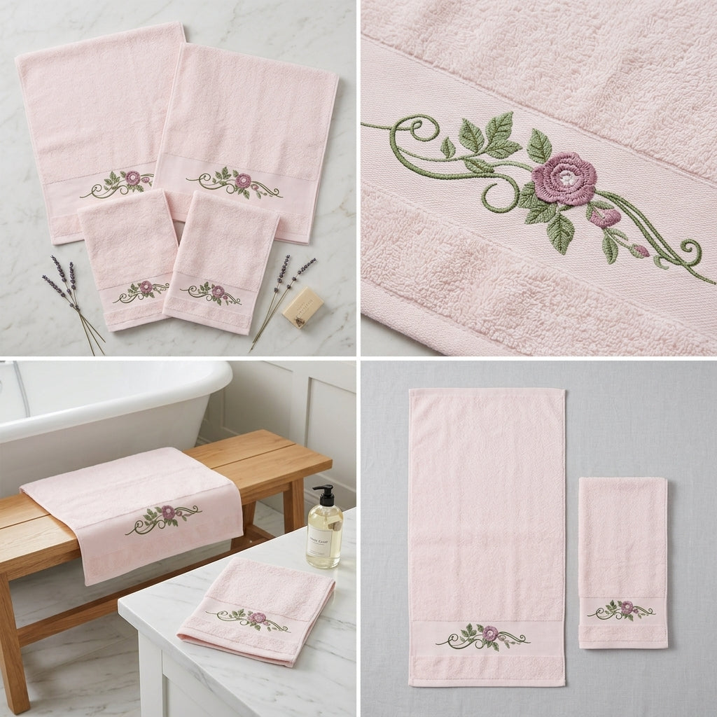 Embroidered Towel Set – 4 Piece Collection