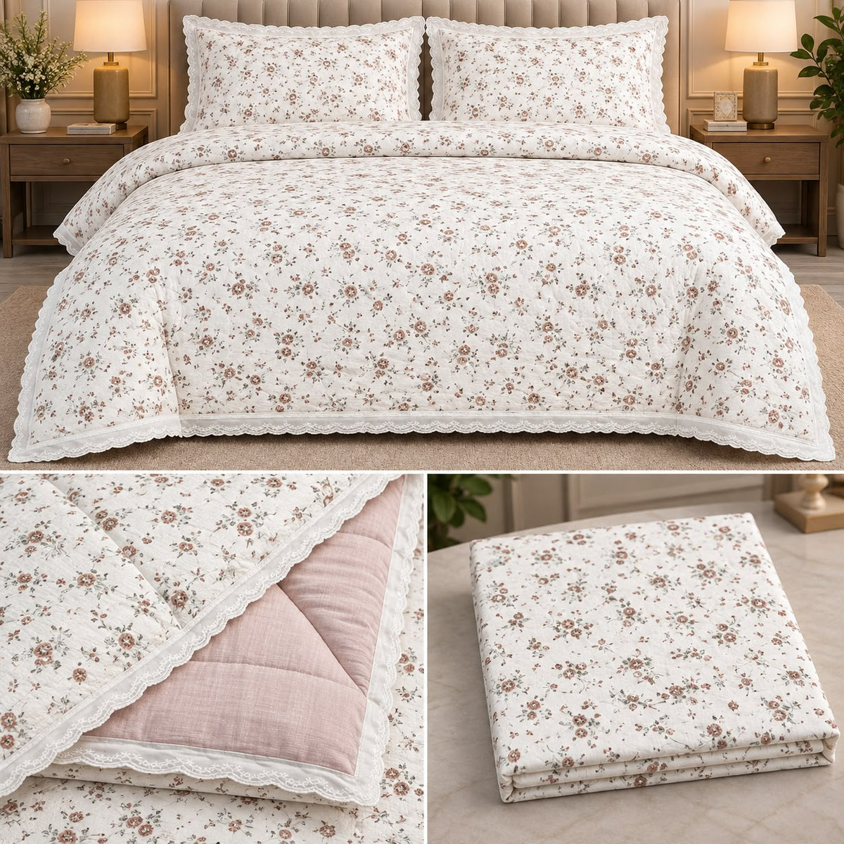 Lavender Bloom Floral Comforter Set – King Size 3 Pcs