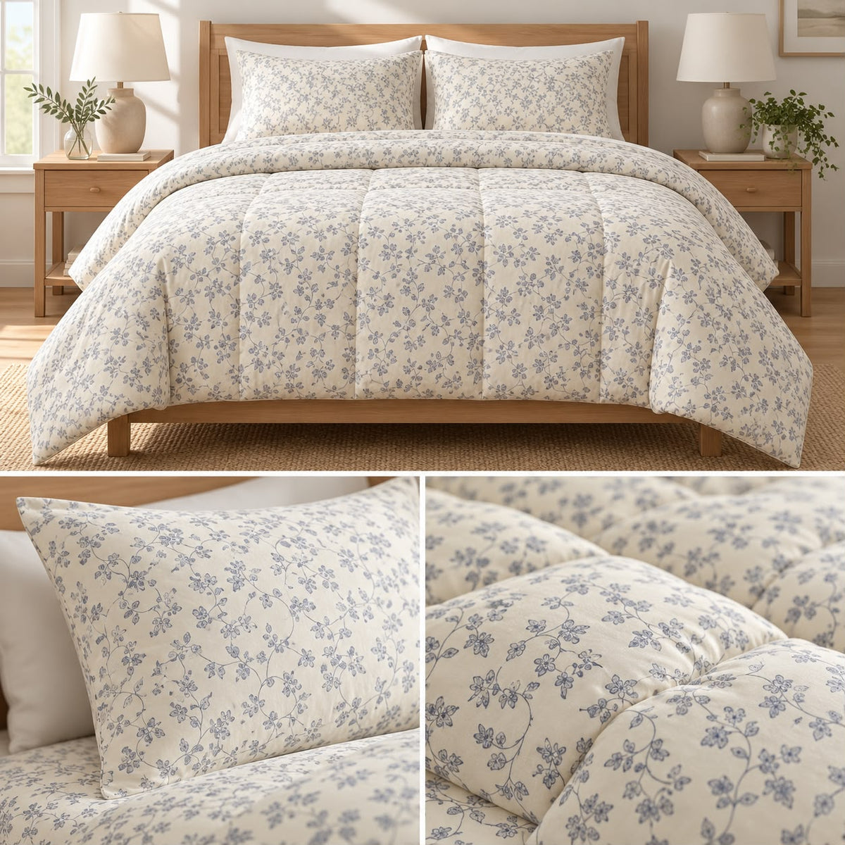 Aroma Meadow Luxe 4 Pcs King Size Comforter Set – Floral Reversible Bedding Set Product Code :- 55B195RKEH