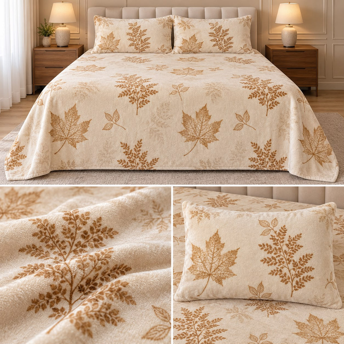Premium English Garden Floral Winter Bedsheet Set – King Size 3 Pcs | Elegant Cotton Feel Designer Bedsheet