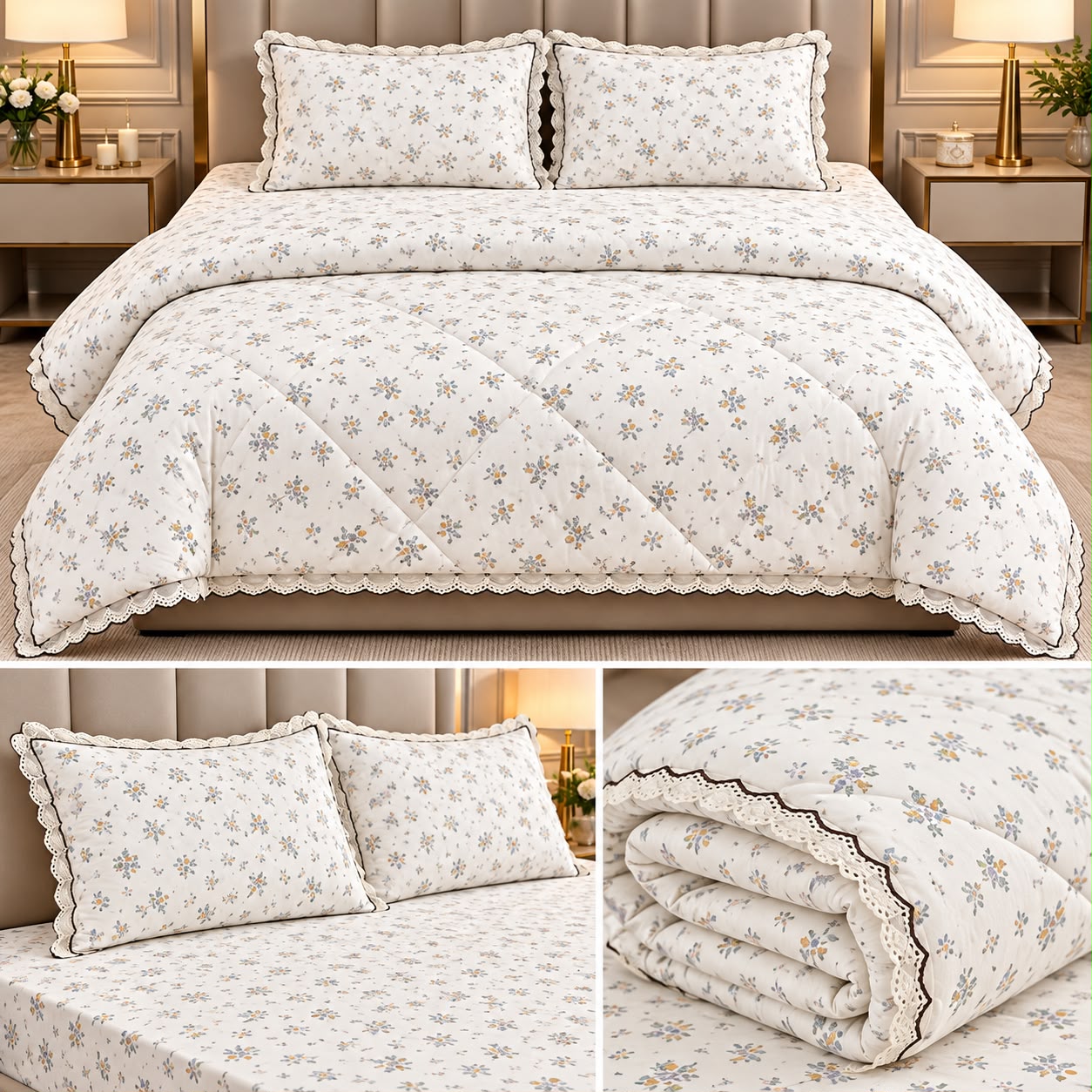 Floral Elegance Luxury Comforter Set – 4 Pcs King Size Product Code :- 55B275RKEH