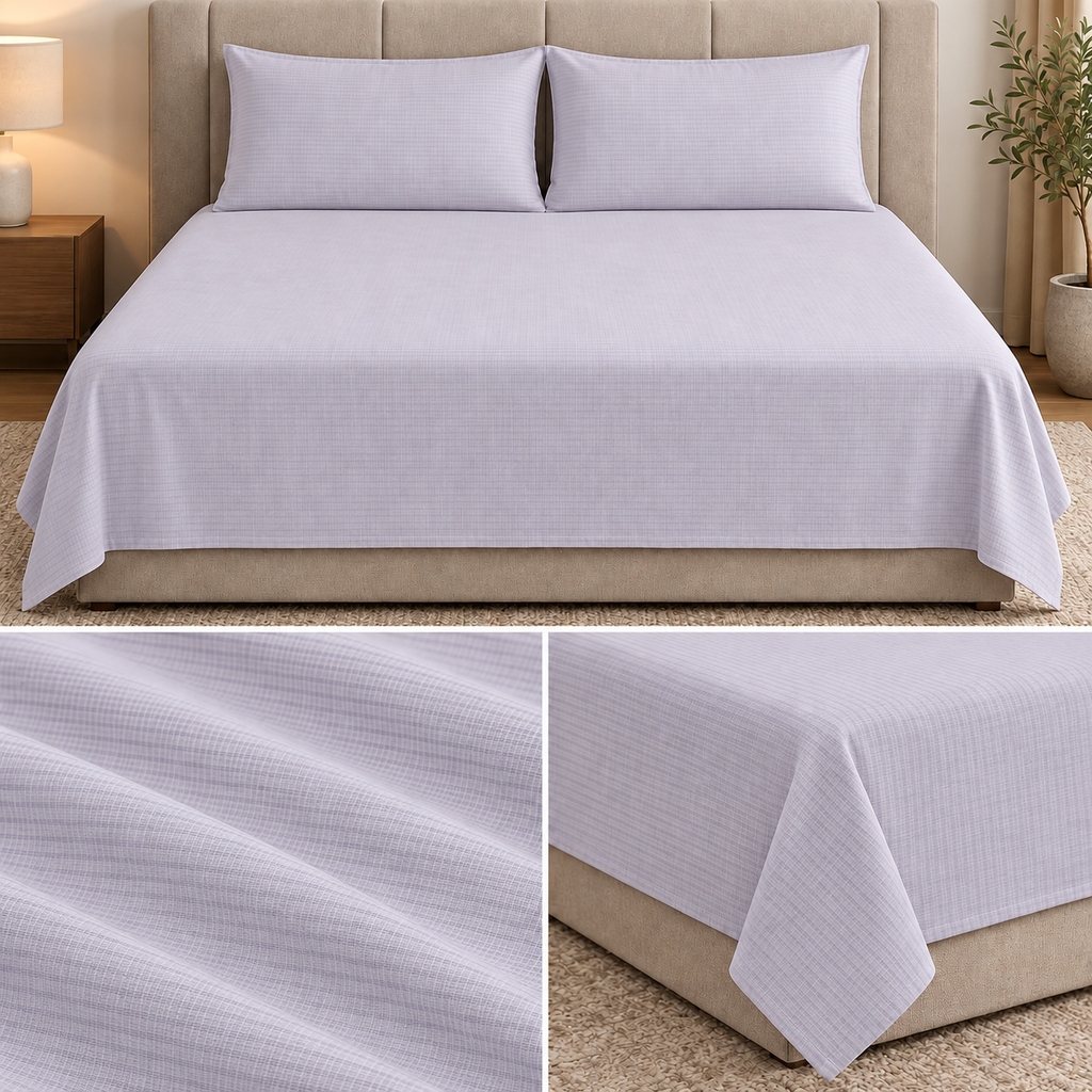 Premium Soft Ribbed Plain Bedsheet Set – King Size 3 Pcs