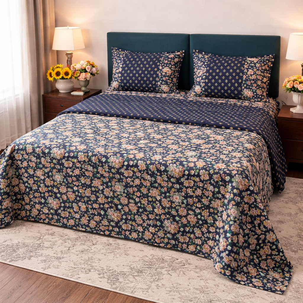 Premium 4 PC Mulmul AC Quilt Set – Organic Cotton Summer Collection