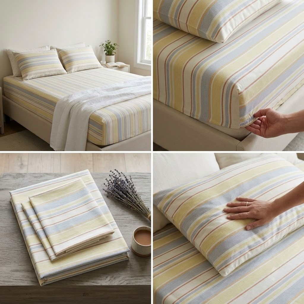 Elegance 100% Cotton King Size Fitted Bedsheet Set – 3 Pcs