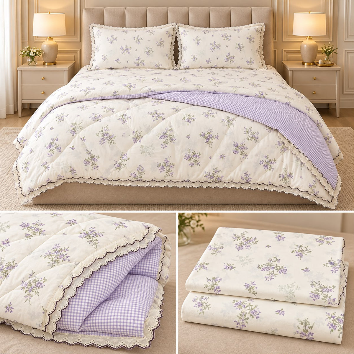 Floral Elegance Luxury Comforter Set – 4 Pcs King Size Product Code :- 55B275RKEH