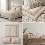 English Garden Floral Quilted Bedcover – 3 Piece Set with Matching Pillow Covers