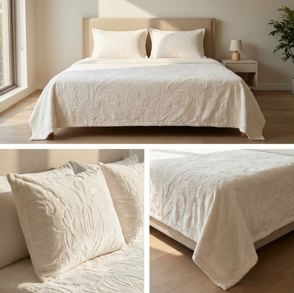 Embossed Winter Bedsheet Set – Ultra Soft & Cozy King Size (3 Pcs)