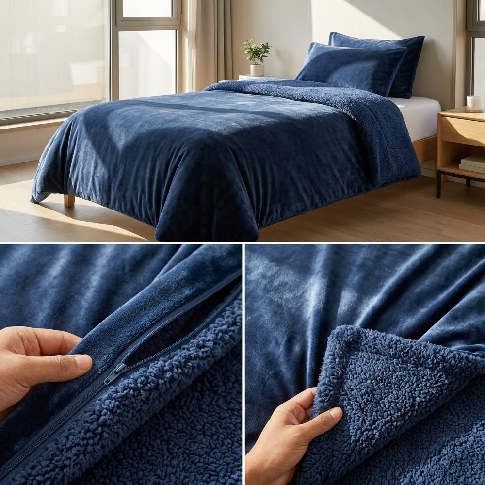 Luxury Sherpa Fleece Quilt Cover with Ultra-Soft Plush Finish – Single Bed