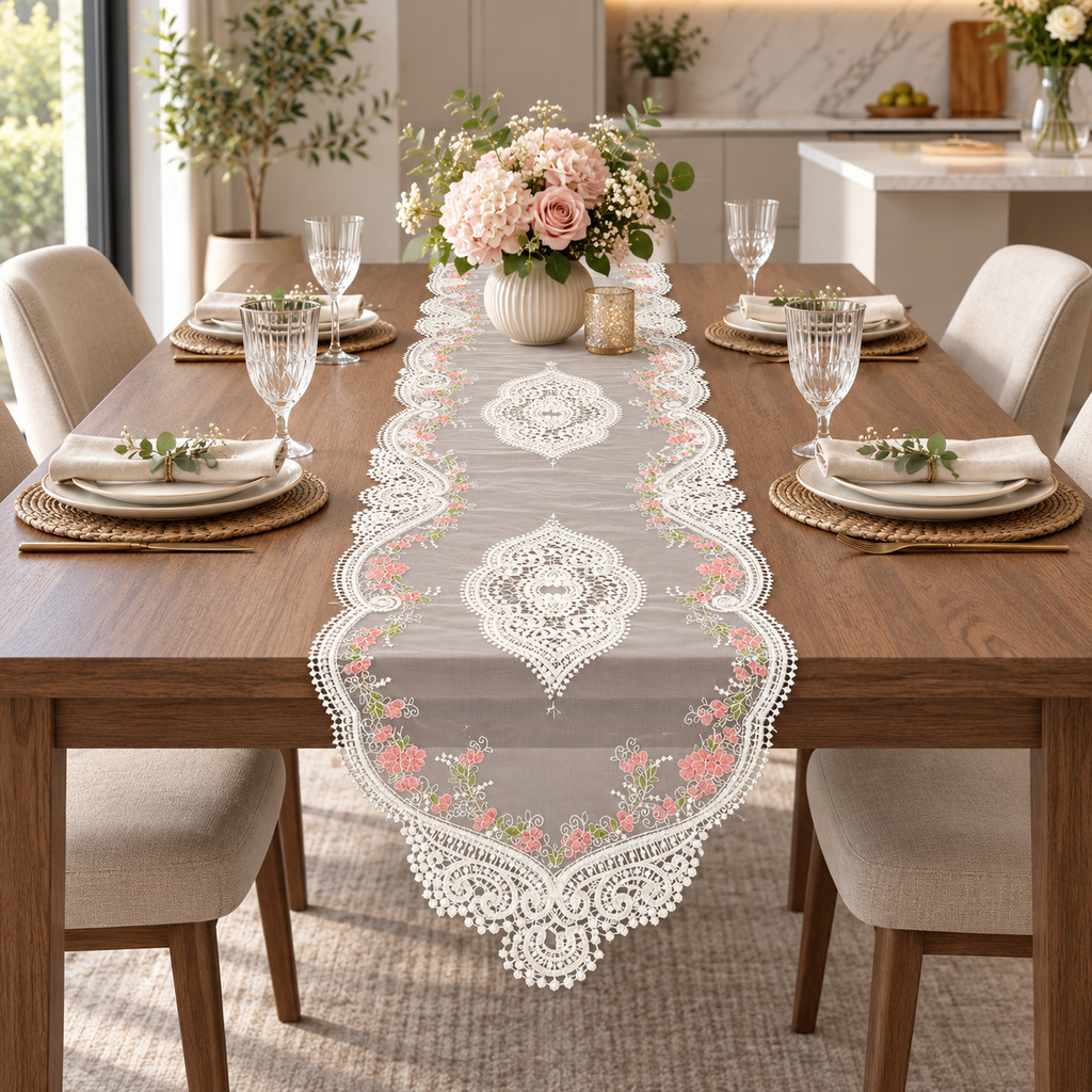 Turkish Embroidered Dining Table Runner – 4 & 6 Seater