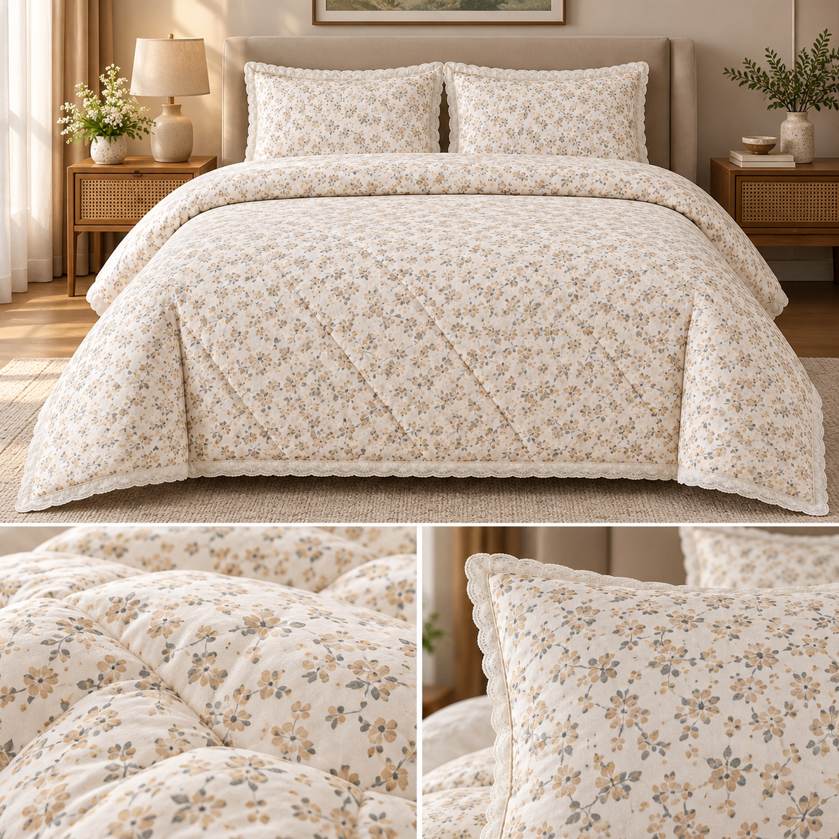 Lavender Bloom Floral Comforter Set – King Size 3 Pcs Product Code :- 55B325RKEH