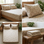 Elegance 100% Cotton King Size Fitted Bedsheet Set – 3 Pcs