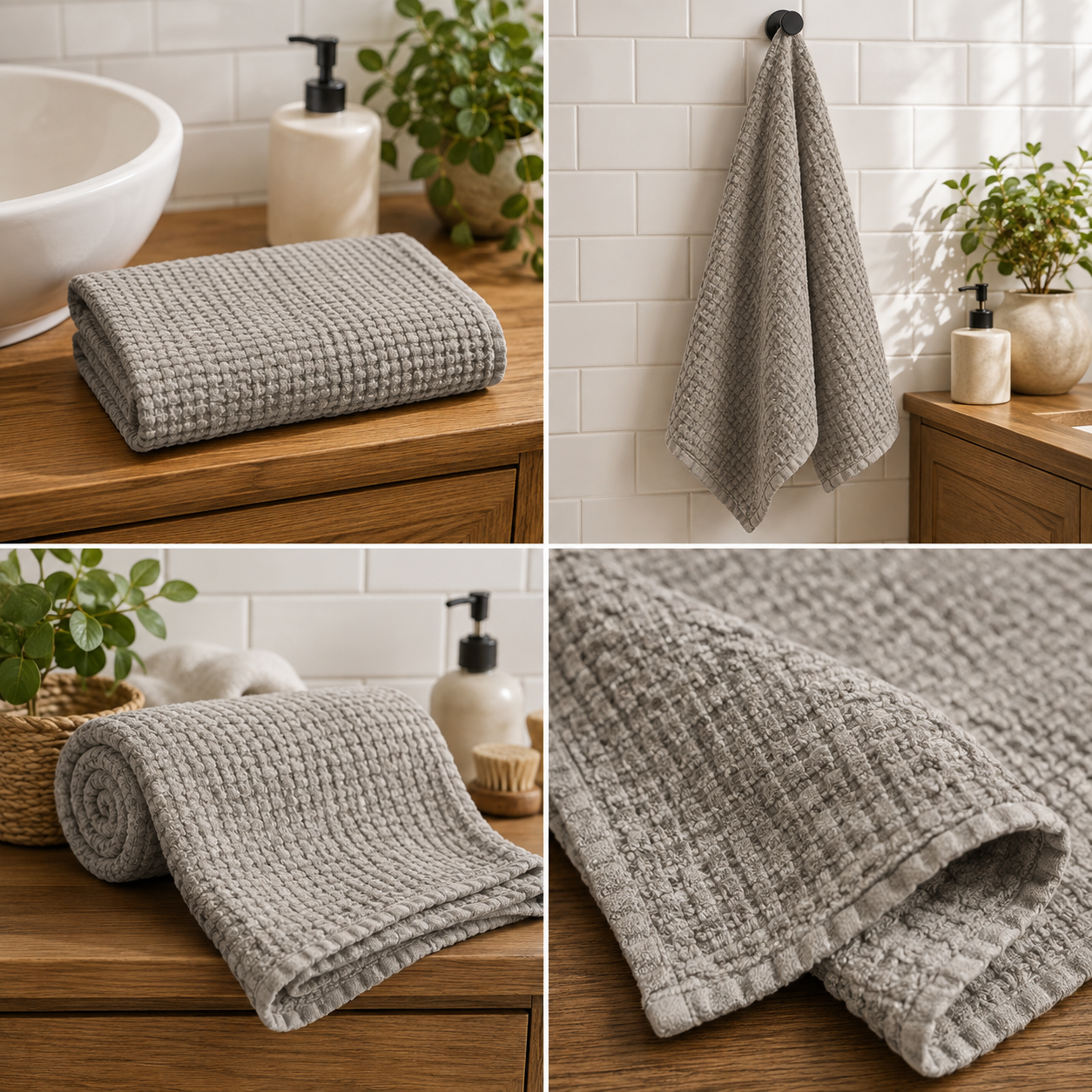 Luxe Beehive Bamboo Waffle Hand Towel – 40 × 60 CM
