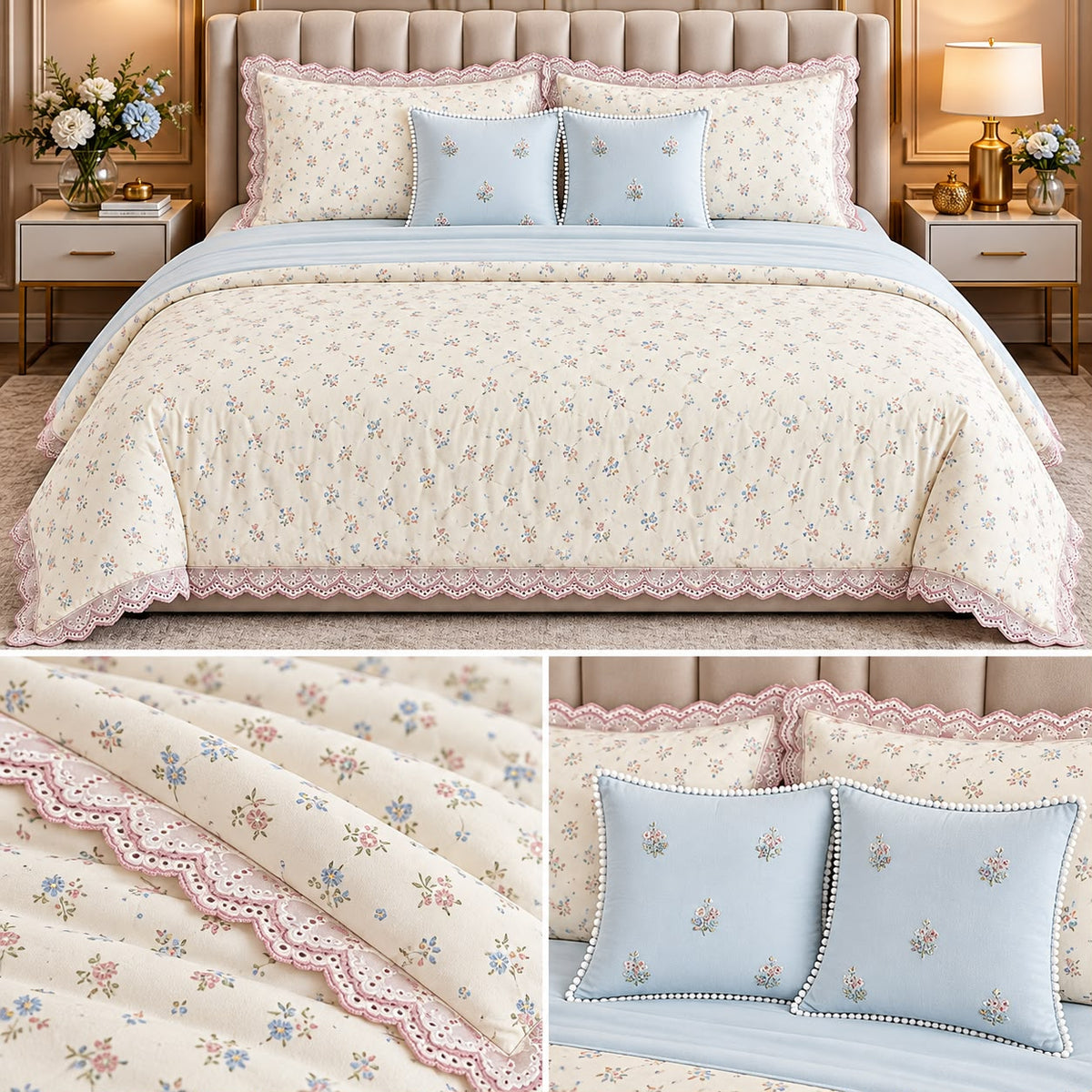 Pure Muslin Luxury 6 Pcs Comforter Bedding Set – King Size Product Code :- 55B385RKEH
