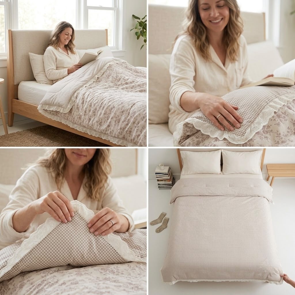 Lavender Cottage Reversible Comforter – Double Bed 230 × 250 CM