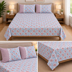 Harmony Bloom Floral King Size Bedsheet Set – 3 Piece