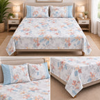 Harmony Bloom Floral King Size Bedsheet Set – 3 Piece
