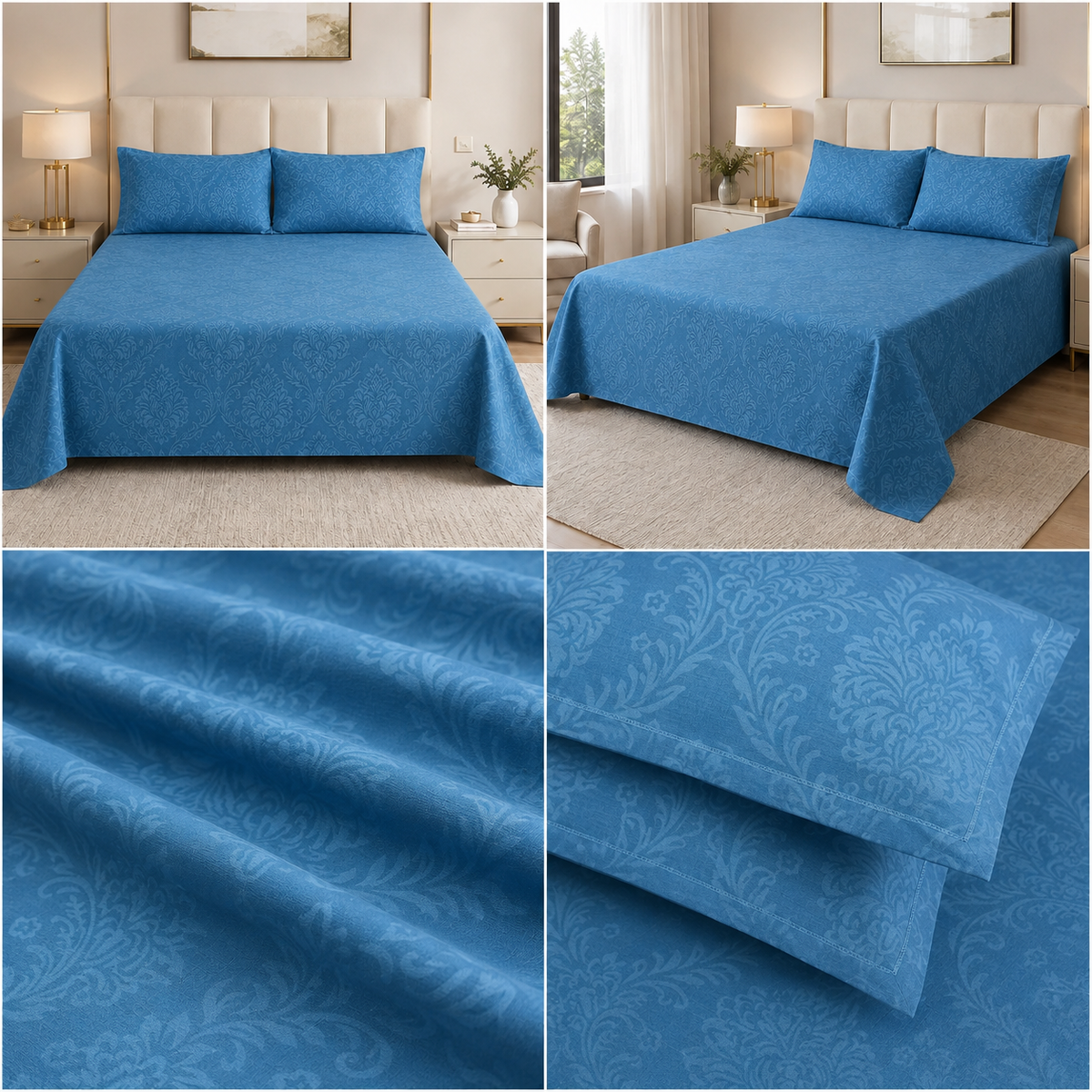 Elegant Self-Design King Size 3 Pcs Bedsheet Set – 108×108 Inches | Product Code :- 55B75RKEH