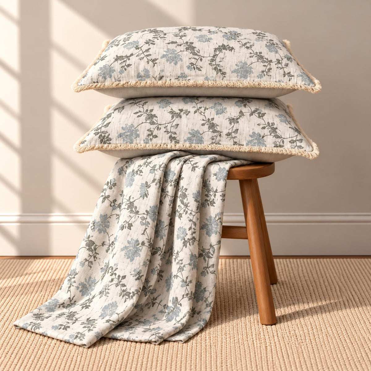Vintage English Garden Floral Bedsheet Set with Elegant Lace Pillow Covers – 3 Pcs