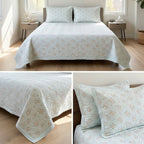 Luxury Floral Quilted Bedcover Set with Elegant Border Detailing – King Size (3 Pcs)