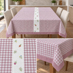 Blush Meadow Gingham Dining Table Cover – 4 Seater, 60 × 40 Inches