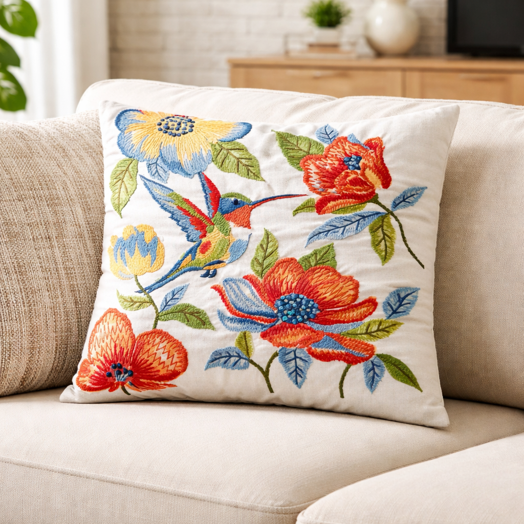 Hand Embroidered Cushion Covers – 20 x 20 Inch (Cotton Base)
