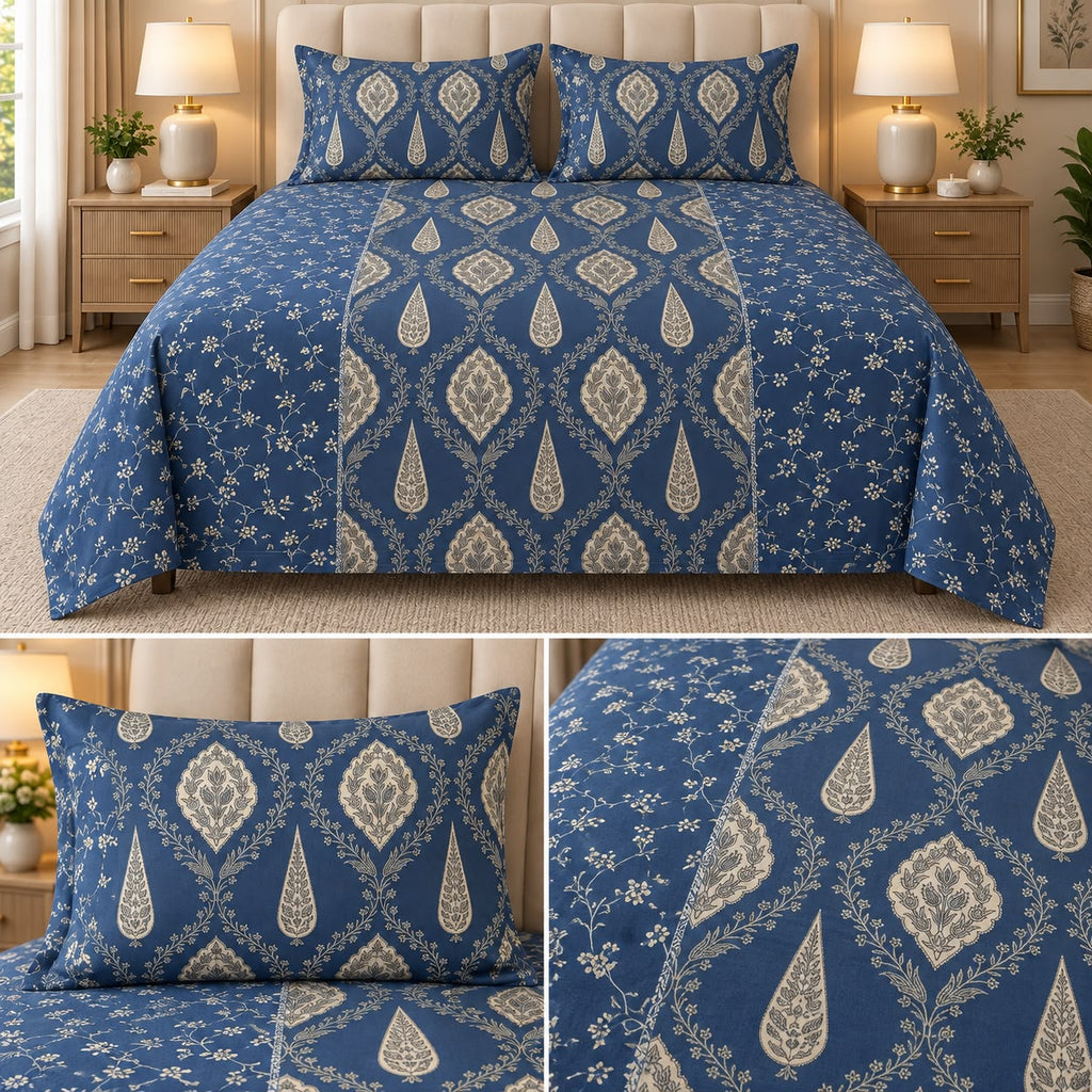 Heritage Ajrakh Royale King Size Bedsheet – 108 × 108 Inches