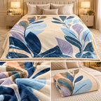 Plush Winter Blanket – Double Bed | Ultra-Soft Warm Botanical Printed Blanket