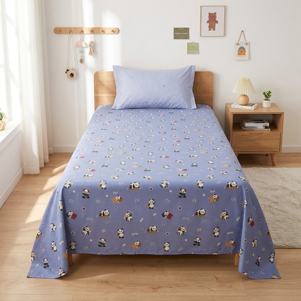 Premium Kids Cartoon Printed Single Bedsheet Set – 100 % Pure Cotton